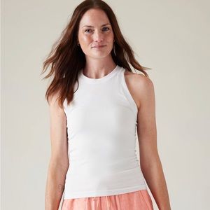 White athleta high neck tank top